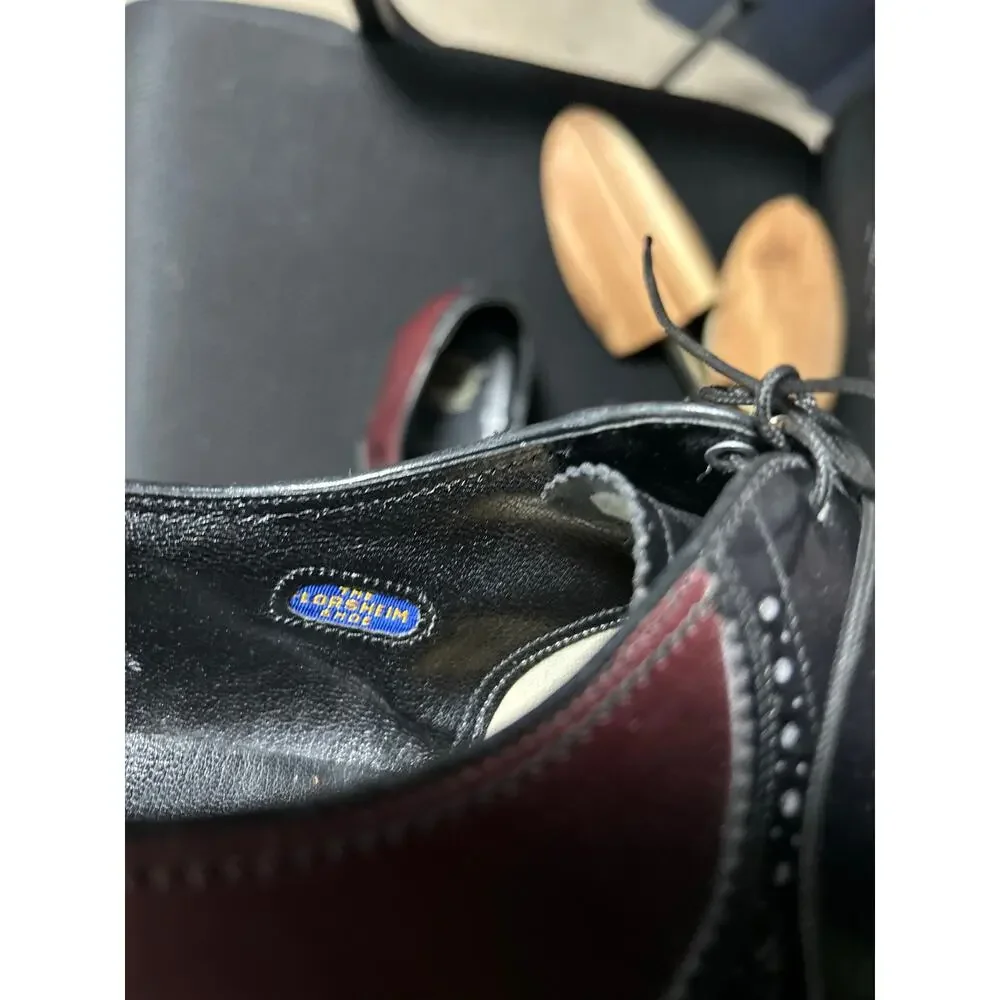 Florsheim Burgundy/Black Plain Toe Saddle Oxford men Size: 11 dress shoes office